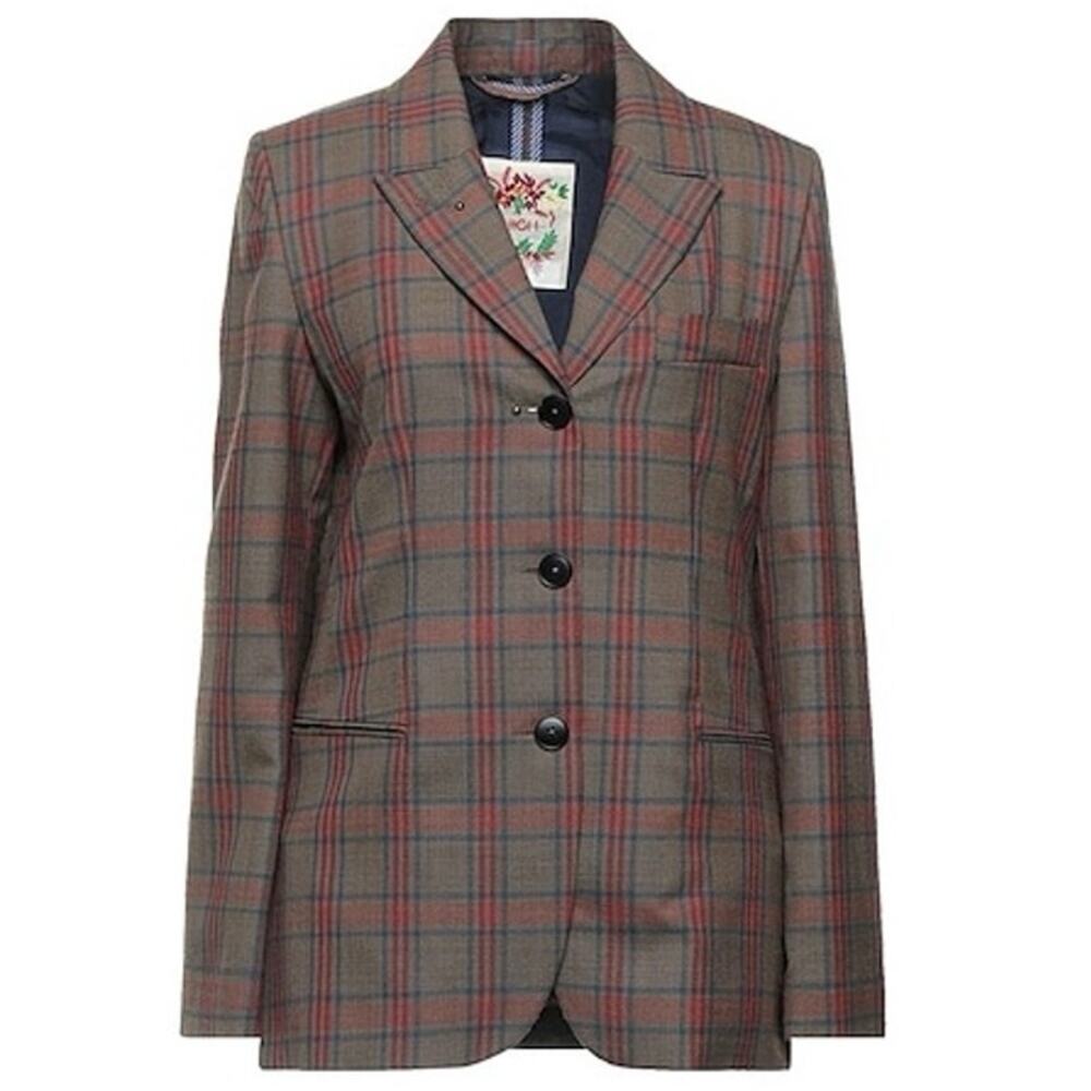 HIGH Plaid Blazer in Camel, Size Womens 12, New with Tag MSRP $1,224